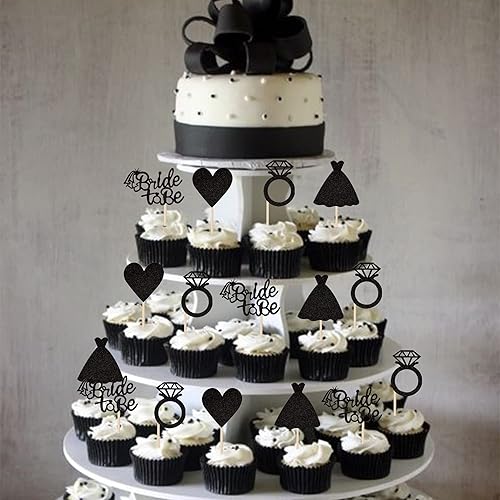 Miniatura 6 de 24 piezas de adornos para cupcakes de novia a ser con purpurina y corazón, para despedida de soltera, para bodas, compromisos, despedidas de