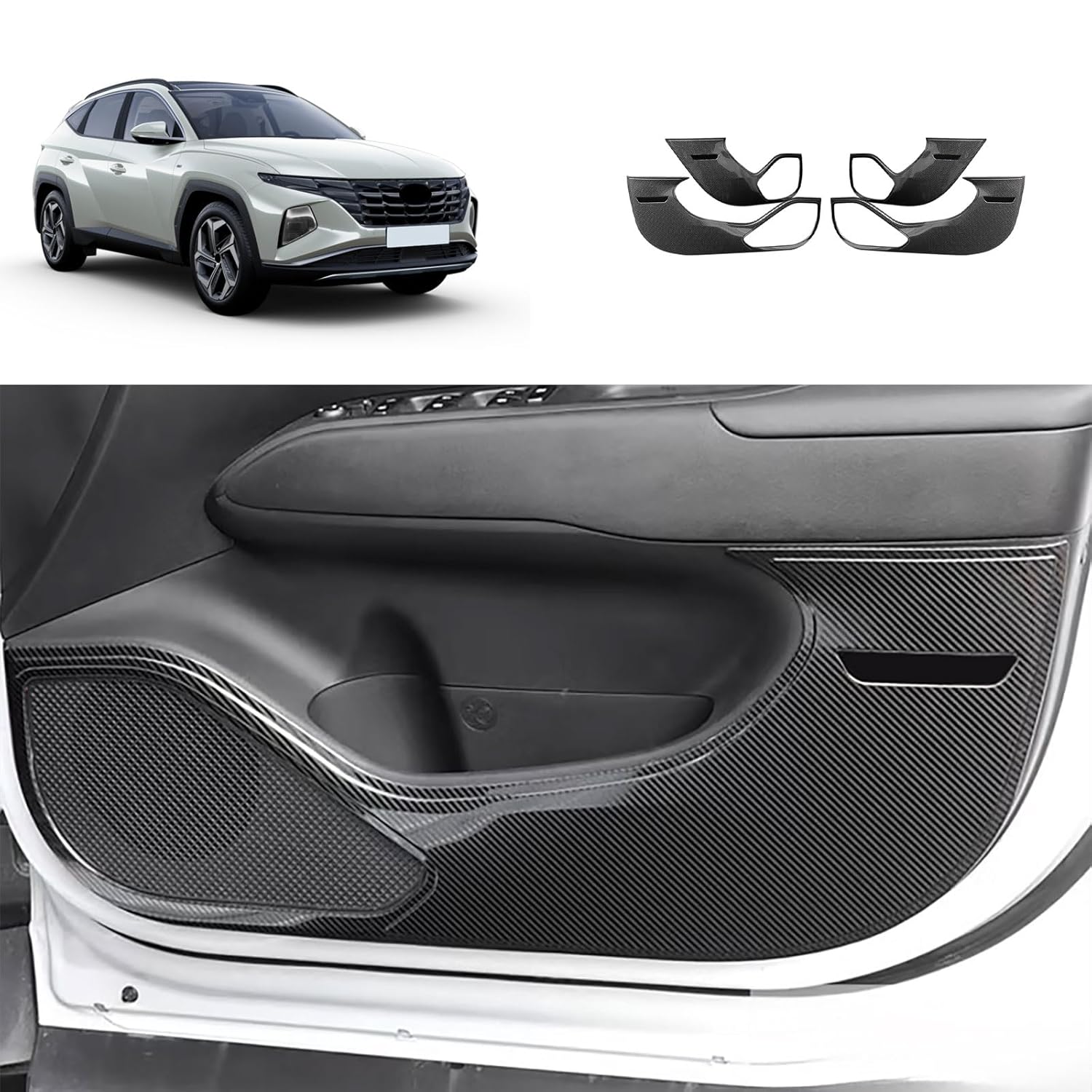 Car Door Anti Kick Cover Compatible with Hyundai Tucson 2024 2023 2022 Door Sill Protector Cover Edge Guard