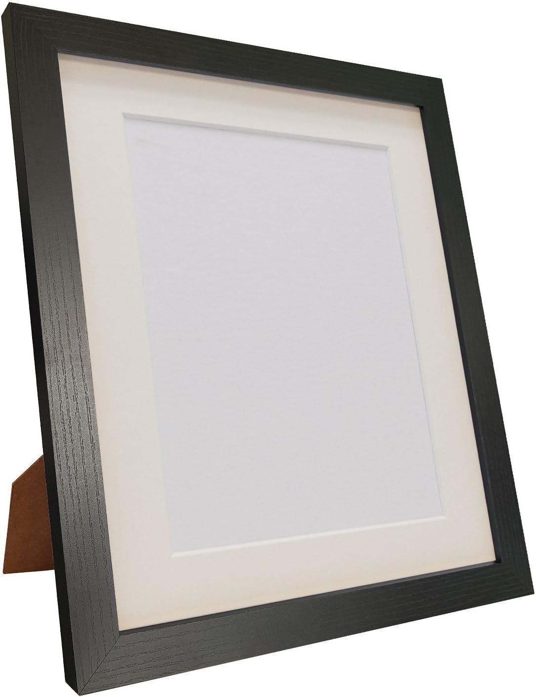 FRAMES BY POST H7 Picture Photo Frame, Black Ash with Ivory Mount, 50 x 40 Image Size 40 x 30 cm, Plastic Glass