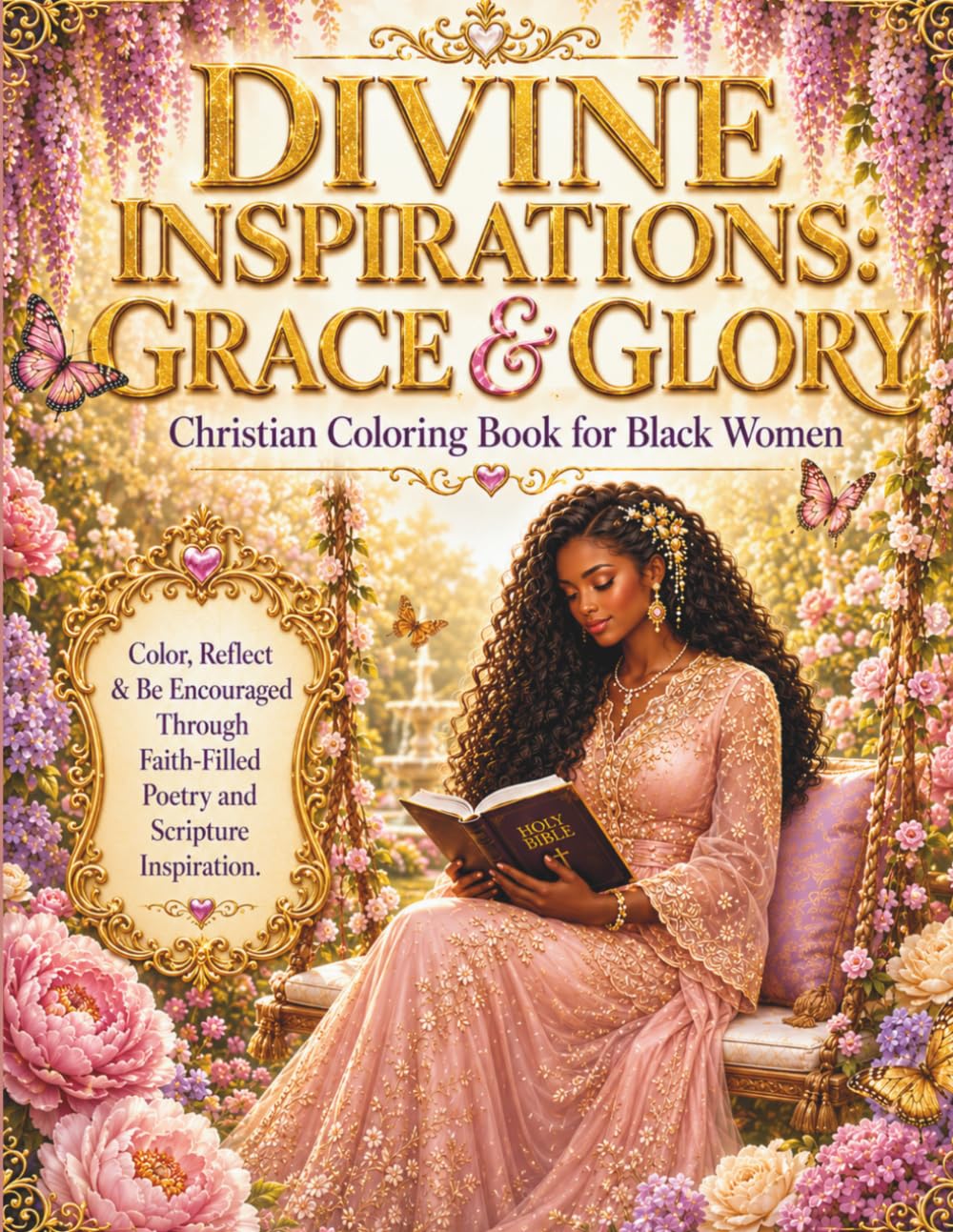 Divine Inspirations: Grace & Glory: Christian Coloring Book for Black Women Color, Reflect & Be Encouraged Through Faith-Filled Poetry and Scripture Inspiration