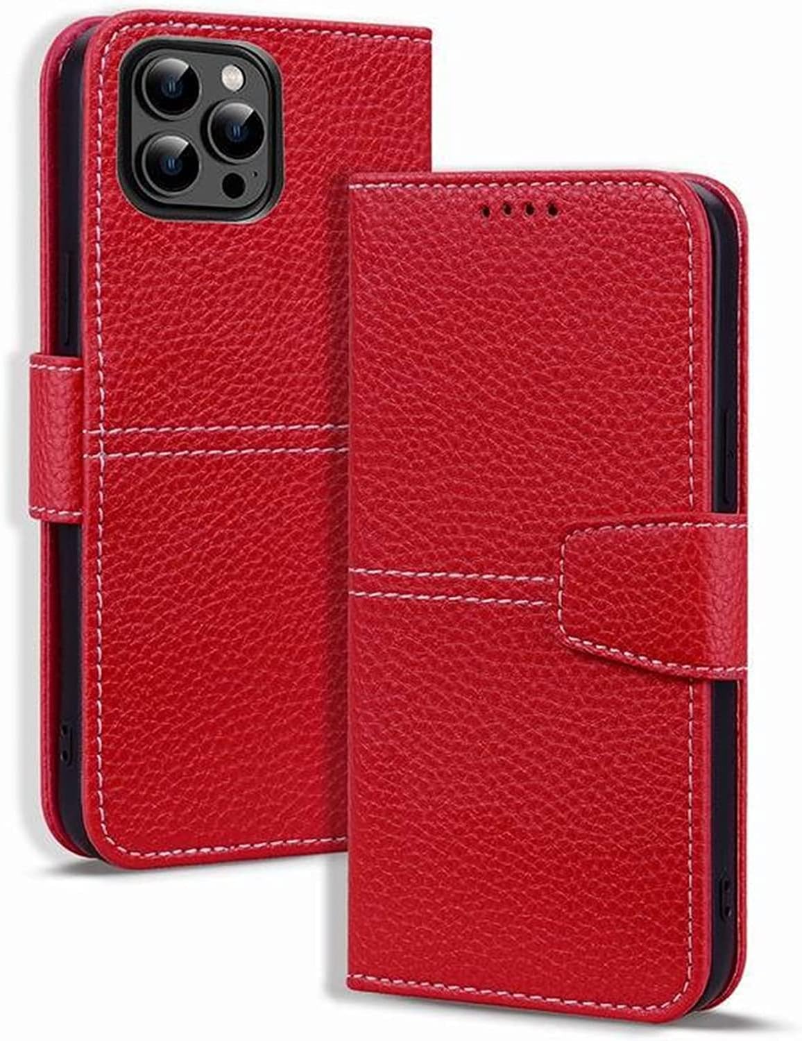 COOVS Case for iPhone 14/14 Pro/14 Max/14 Pro Max, Flip Shockproof Litchi Pattern Anti-Slip Wallet Case, PU Leather Stand Magnetic Closure Folio Bumper Protective Cover (Color : Khaki, Size : 14 Pro