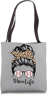 Mom Life Messy Bun Hair Funny Baseball Player Mom Tote Bag