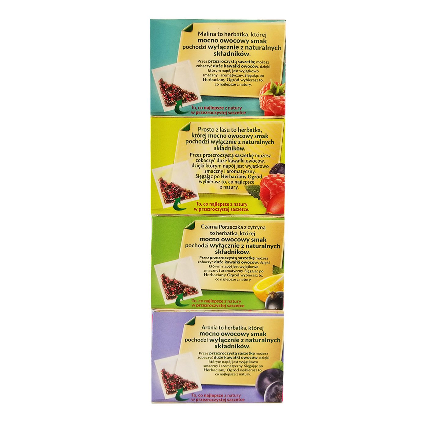 Herbapol Herbal Fruit Infused Tea (Variety Pack) Raspberry, Forest Fruit, Black Currant with Lemon & Aronia Tea Natural Flavor - 20 Silk Tea Bags Each