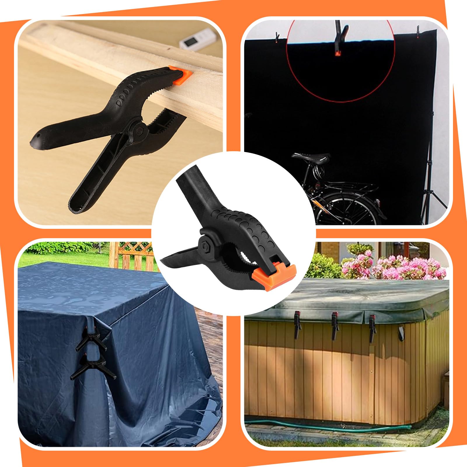 24 mini morsetti a molla in nylon nero, 5 cm, 6,5 mm, piccoli morsetti a molla ad alte prestazioni, morsetti a molla per sfondi, artigianato, giardino, terrazza, studio fotografico