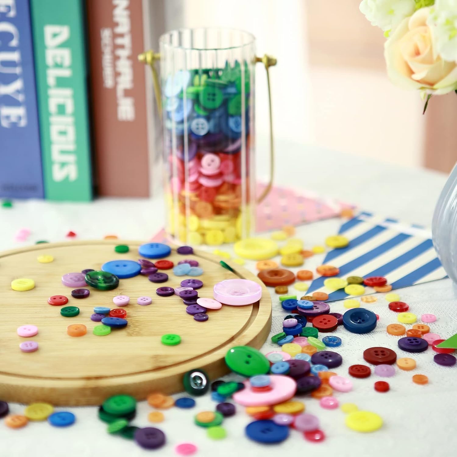 Greentime 5000pcs Round Resin Buttons for Crafts DIY Sewing Ornaments image 2