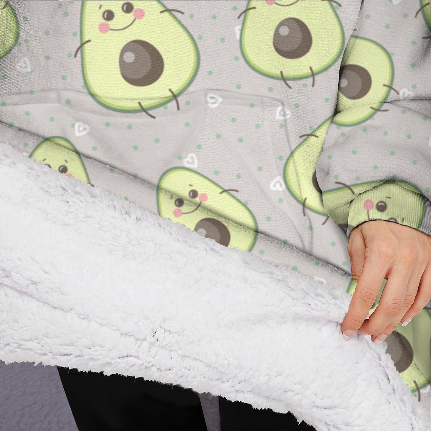 Wearable Oversized Blanket,Sherpa Blanket Hoodie with Super Pockets,Super Warm Fuzzy Pullover for Women & Men - Image 5