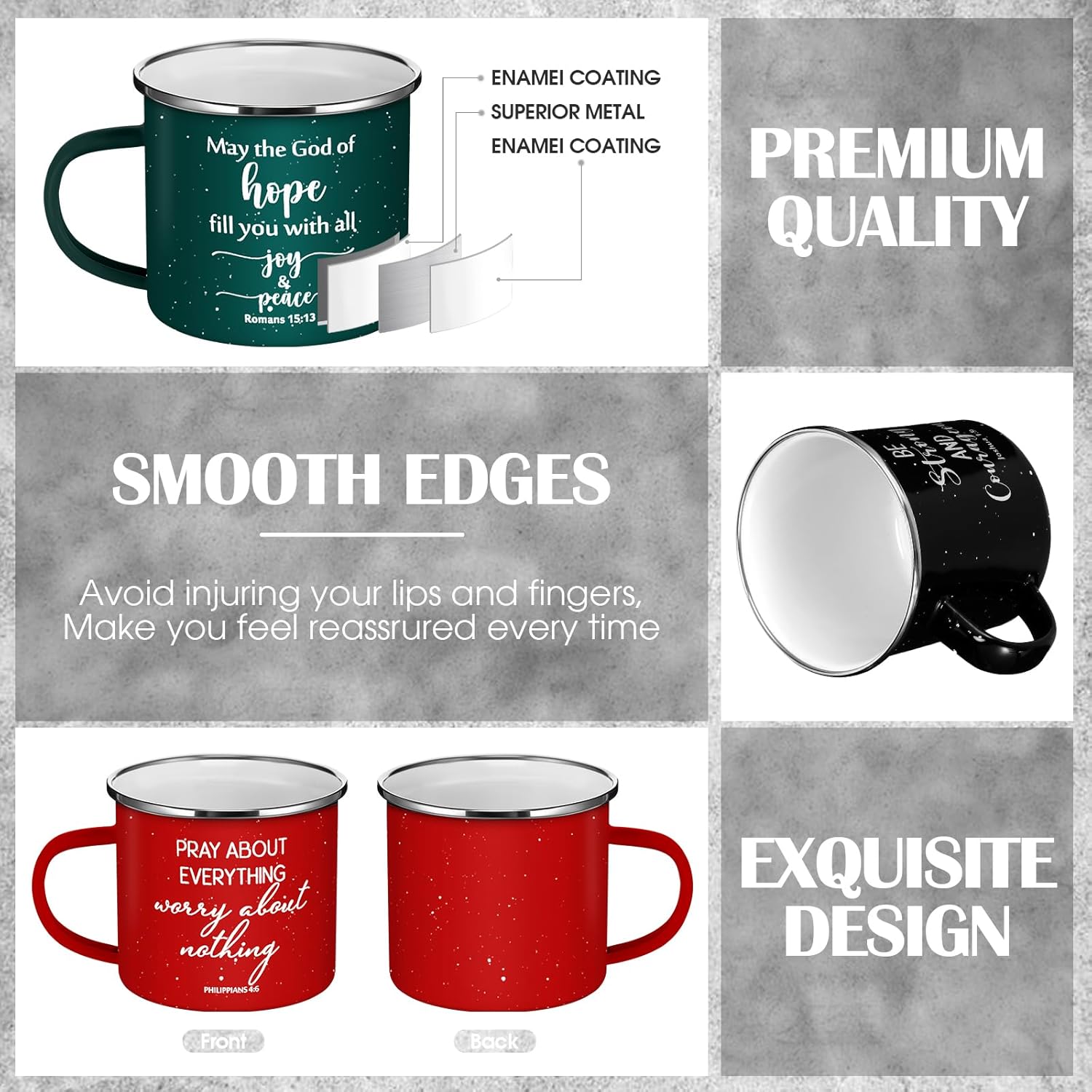 Mifoci Christian Enamel Mugs Gift for Church Inspirational Coffee Mugs with Handle Bible Verse Religious Camping Cups Church Party Favors Gifts for Clergy Pastor(Colorful,12 Pcs) - Image 3