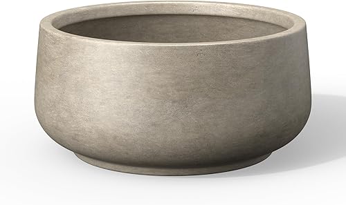 Kante Pflanzgefäß aus Beton, rund, kurvig, 34 cm Durchmesser, große Blumentöpfe 