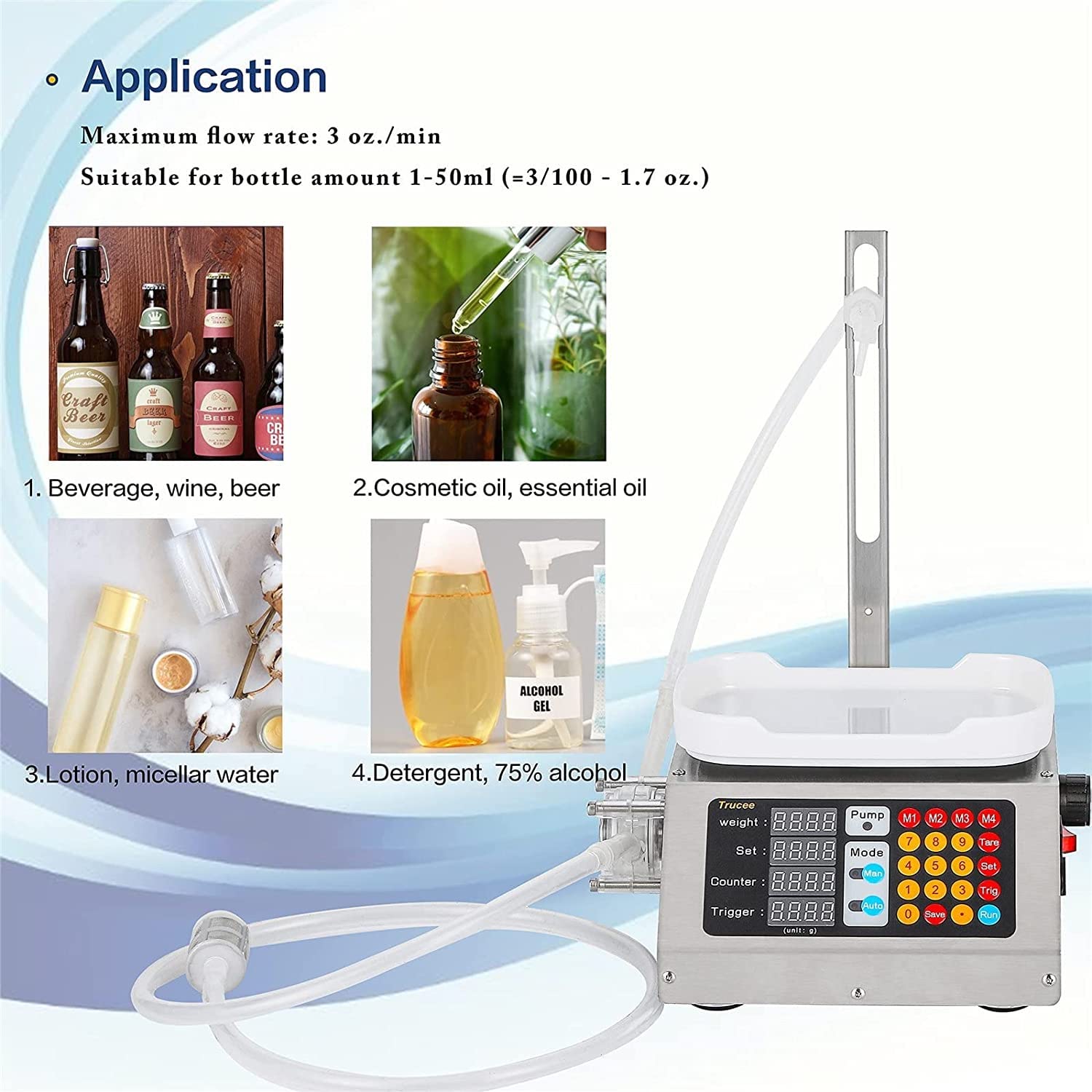 TREEYX Automatic Filling Machine 5-50ml Filling Machine Liquid Filling Machine Auto Digital Bottle Filler for Paste Cream Cosmetic — view 6