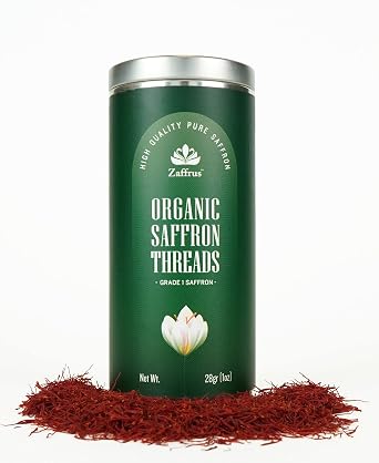 Zaffrus - Certified Organic Saffron Threads For Cooking, Herbal Teas and Drinks Ideal for Restaurant Chefs and Home Cooks. 1 Ounce / 28 grams