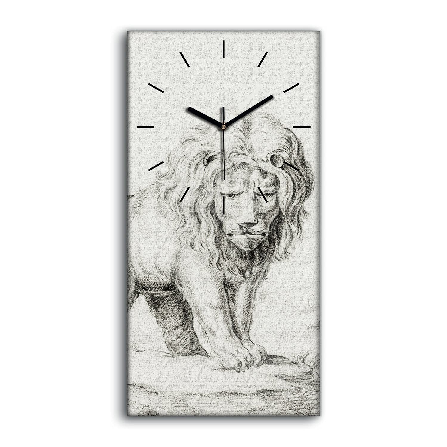 Horloge sur Toile Silencieuse sans Tic-Tac Tableau Lion Abstrait Art Salon