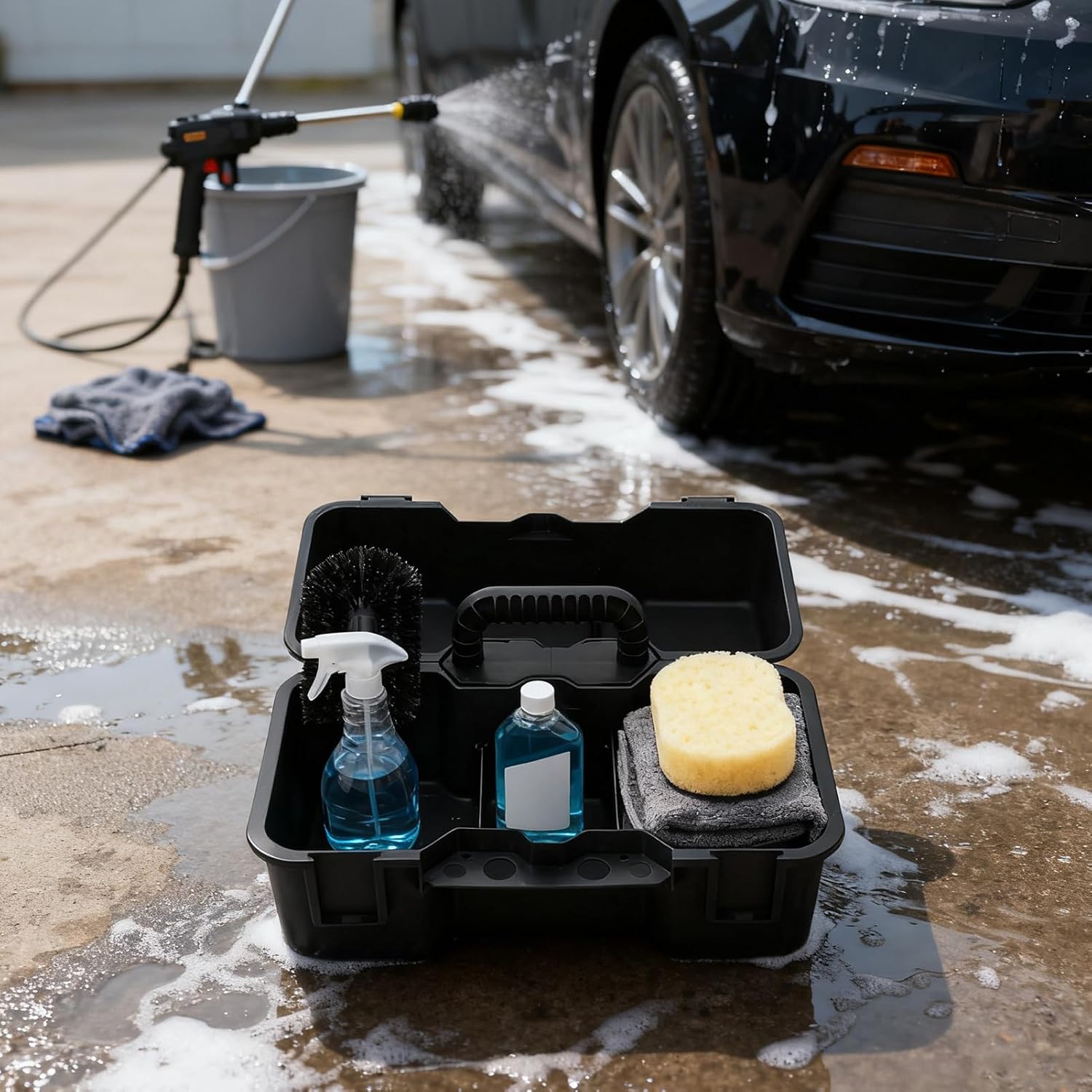 Cleaning Basket with Handle - Portable Multi-Purpose Organizer | Storage Bin for Home Car Shower Bedroom Laundry Kitchen Dorm Garden Camp Horse Grooming Tools Easy Carry