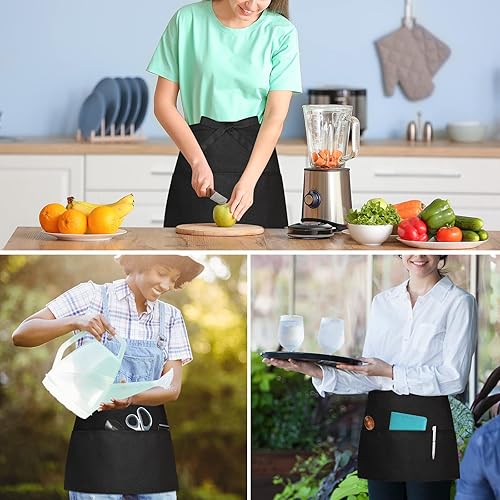 Miniatura 7 de ACdream Waitress Apron with 3 Pockets, Server Waiter Waterproof Resistant Waist Work