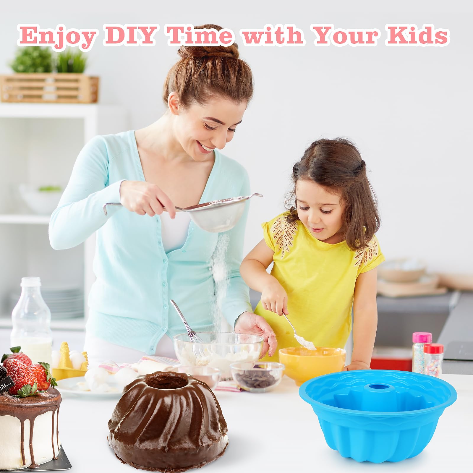 APOMOONS Lot De 2 Mini Moules à Kouglof En Silicone - Petit Modèle