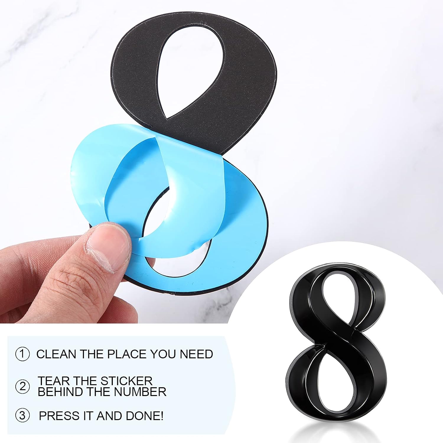 Jetec 10 Pcs House Numbers 3D Door Mailbox Numbers 0-9 Self Adhesive House Door Street Address Stickers for, Apartment, Office, Hotel Room, Mailbox Signs(4 x 2.5 Inches,Black)