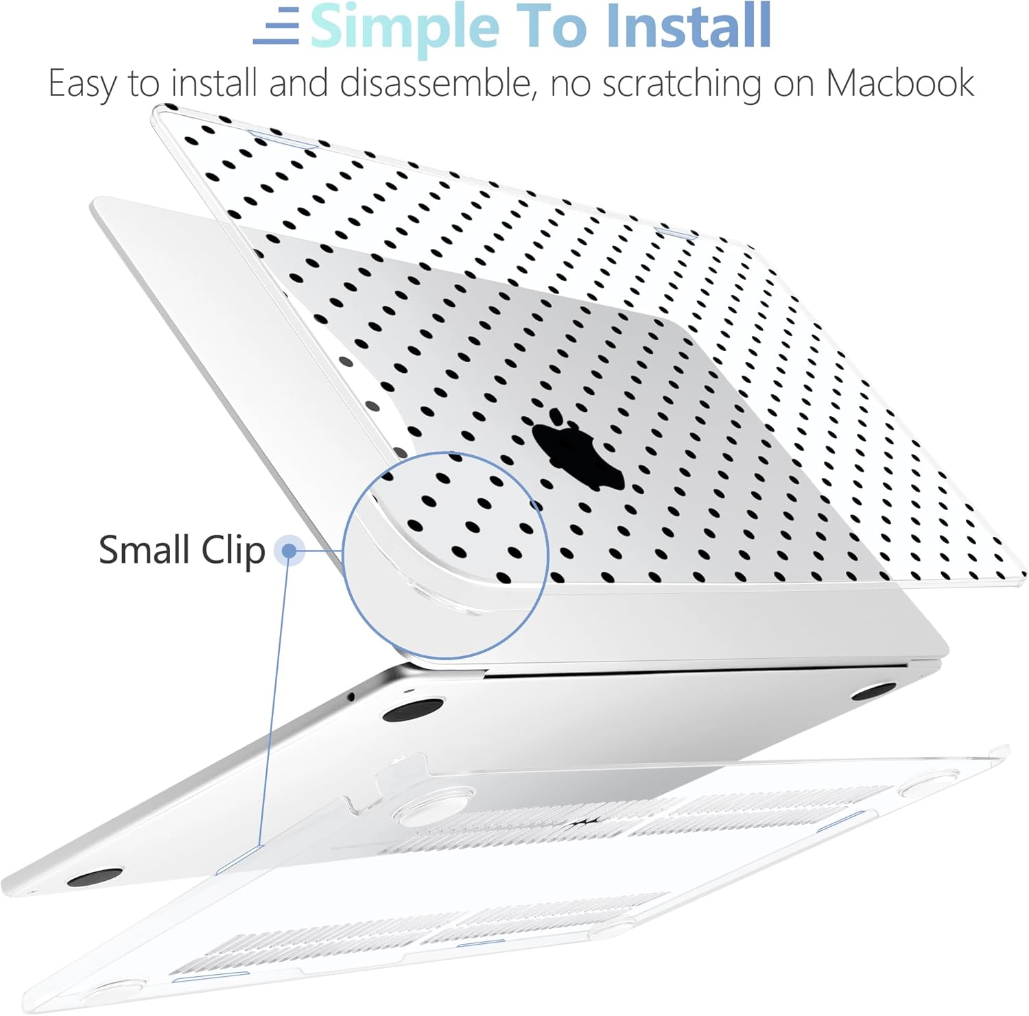 MEEgoodo for M5/M4/M3/M2 MacBook Air 15 inch Case 2026 2025 2024 2023, Case Fit Model (A3448/A3241/A3114/A2941) for MacBook Air 15.3 inch, Poka Dot Black