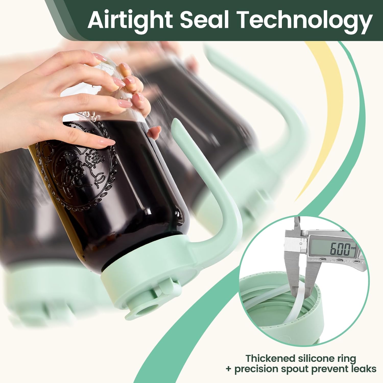 Mason Jar Pitcher - Airtight & Leakproof Glass Pitcher with Lid, Perfect for Breastmilk, Cold Brew, and Sun Tea, 2 Quart (64 oz) Mason Jar with Pour Spout Lid - Image 6