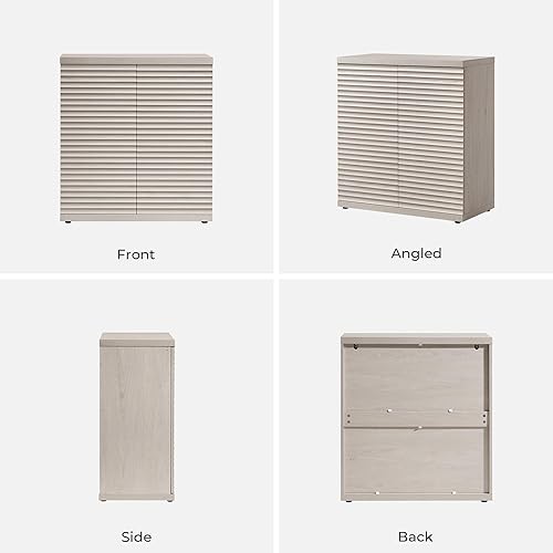 Miniatura 9 de SICOTAS Armario de buffet con aparador de almacenamiento, diseño moderno con puertas y estantes, consola multimedia acanalada, mesa de café de