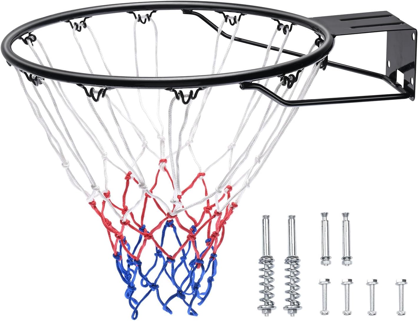 Happybuy Wall-Mounted Basketball Rim, Heavy-Duty 18" Flex Hoop Replacement with Net for Indoor/Outdoor Use, Ideal for Kids and Adults