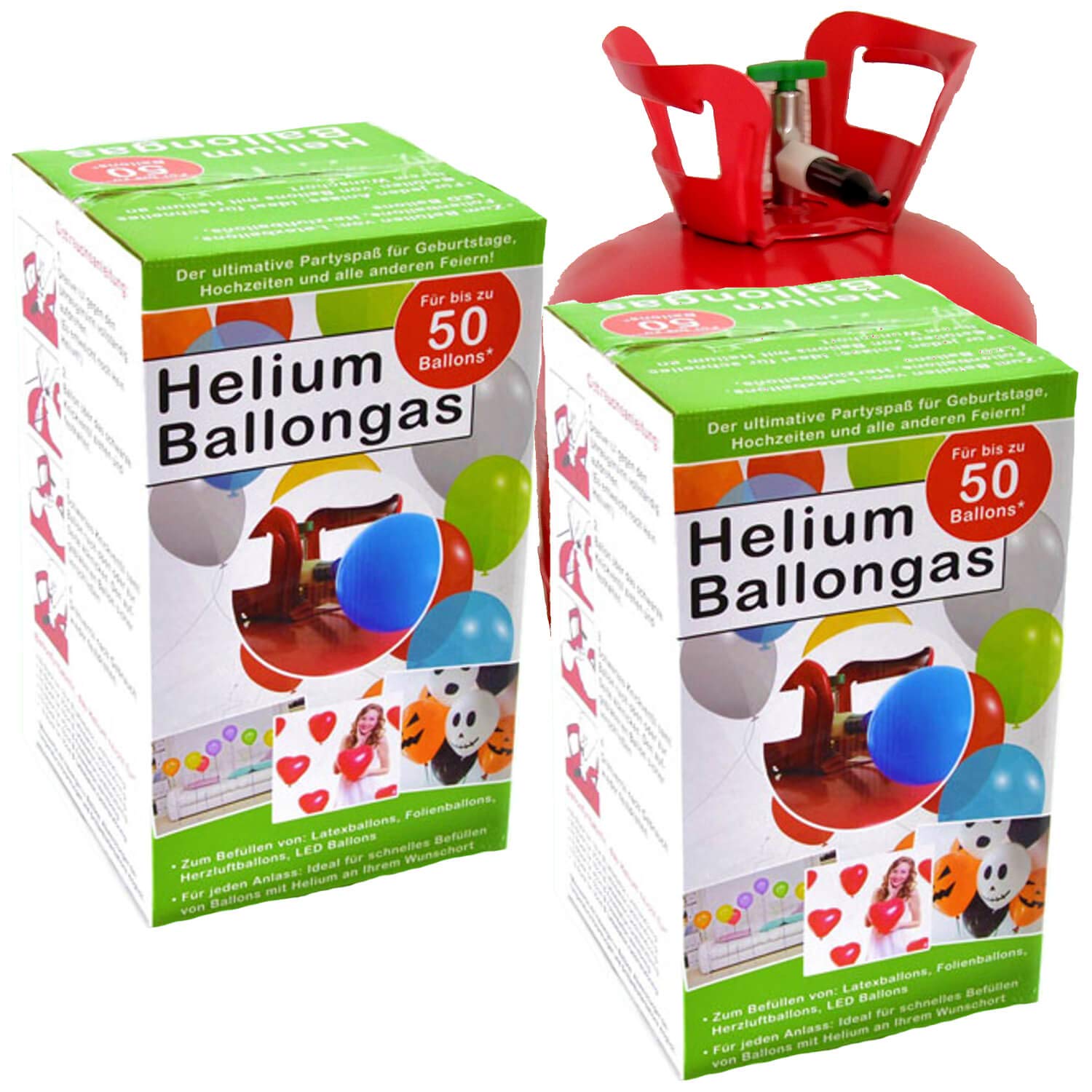 2x Helium-flasche für ca. 100 Luftballons Folienballons Ballongas 360 Liter (0,36 m³)