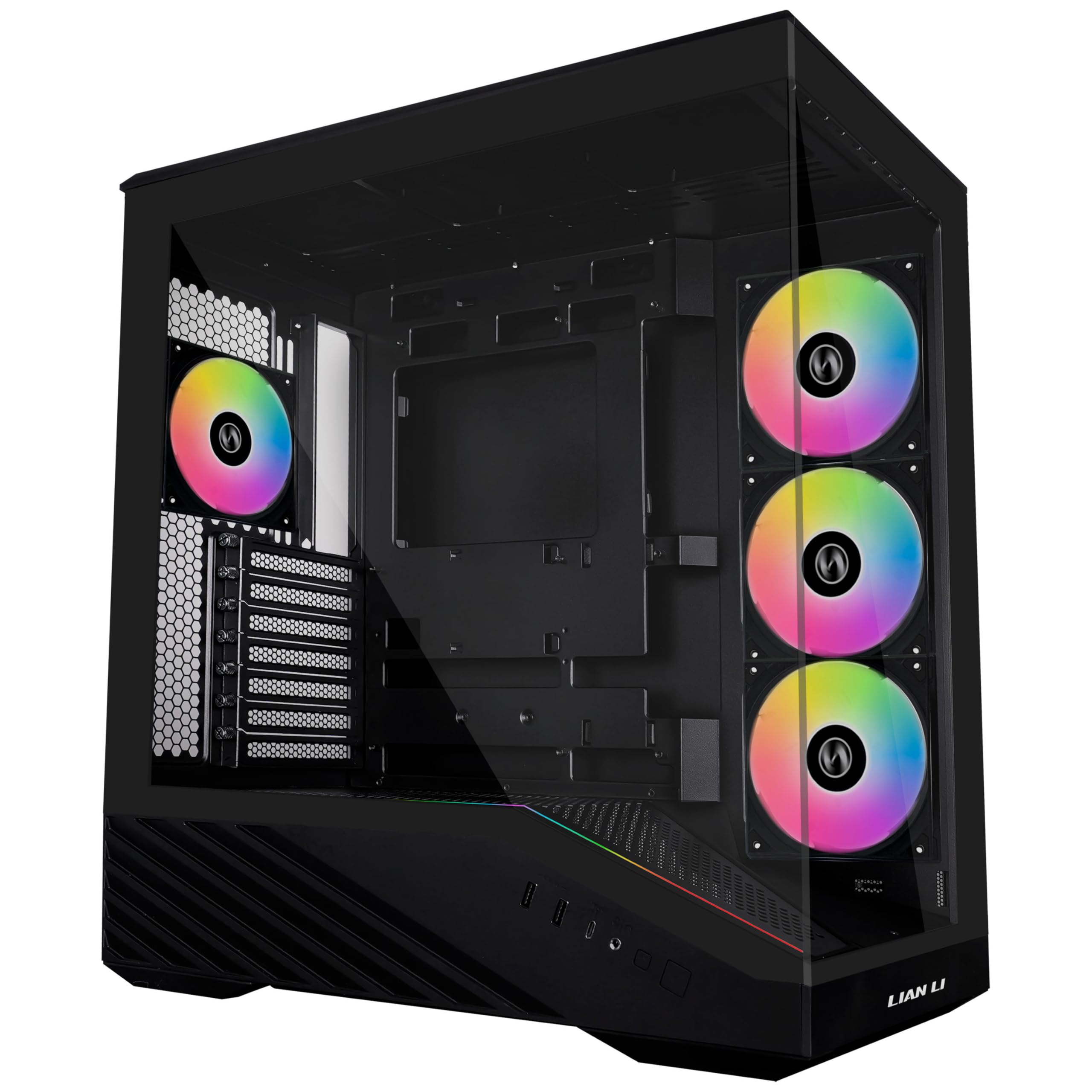 Lian Li V100 Mid Tower Case – Black, ATX Support, Mesh Front Panel, Tempered Glass, USB-C, Tool-Free Side Panel - 1