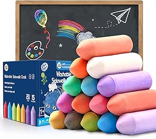 Jumbo Sidewalk Chalk Sets for Kids 2 3 4 5 6 7 8+ Age,20 Count 15 Colors Washable Outdoor Sidewalk Chalk Bulk With Holder for Toddler Party Favors,Easter Basket Stuffers,Arts School Supplies