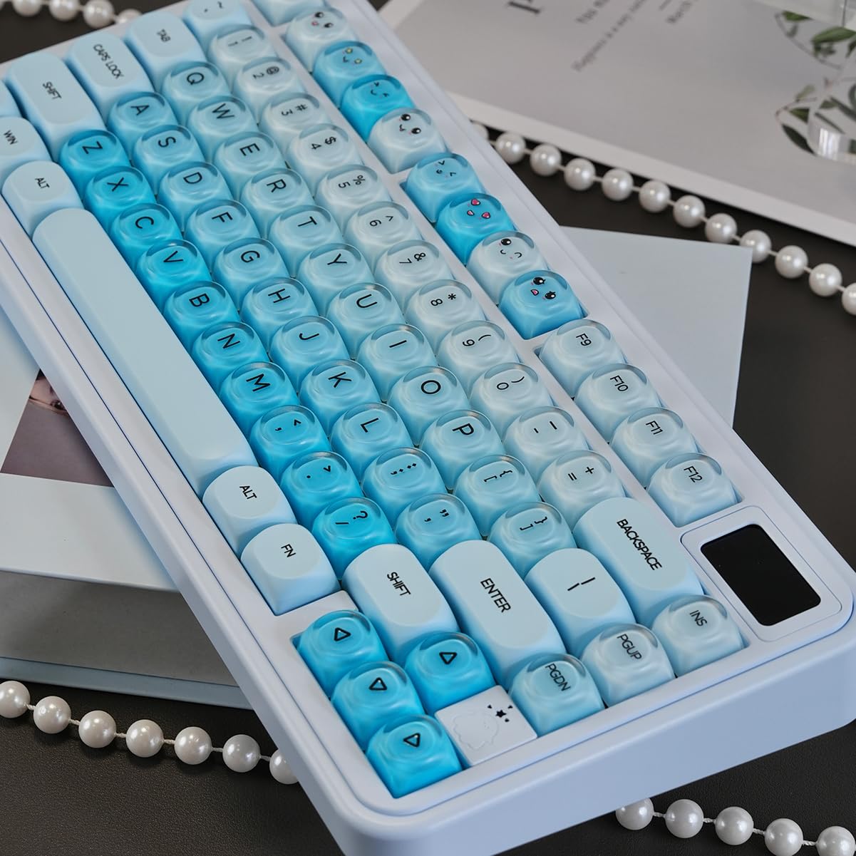 132 tasti MOA Profile Keycaps PBT Cherry Profile Blue Jelly Keycaps Set compatibile con tastiera Wooting 61/64/87/104/108 Cherry Mx Switch tastiere meccaniche