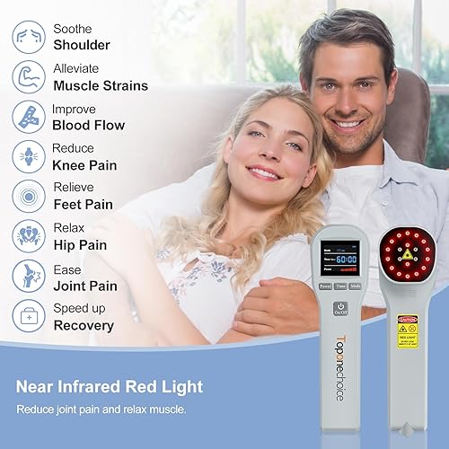 Miniatura 4 de Toponechoice Dispositivo de terapia de luz roja, 4x808nm+16x650nm, terapia de luz roja infrarroja cercana para alivio del dolor corporal, pies de