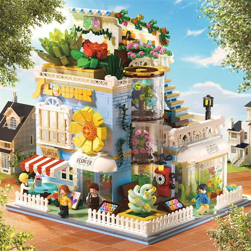 Flower House Building Blocks Creative Succulents Store Micro Building Set Flower Shop Model Construction Set 2091PCS