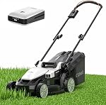 Tondeuse à gazon sans fil Litheli de 13 pouces, 5 hauteurs d'ajustement, tondeuses électriques U20 Series 20V pour jardin, cour et ferme, légère avec moteur sans balais, batterie portable de 4,0Ah incluse.
