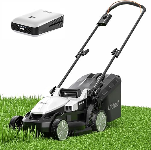 Litheli Electric Lawn Mower Cordless,Grass Cutter Machine for 1600 Sq.Ft.Lawnmower with Brushless Motor,13 in Cutting Width,8 Gallon Capacity,Cutting Height from 1 to 2.5 in, with 1 4.0 Ah Battery