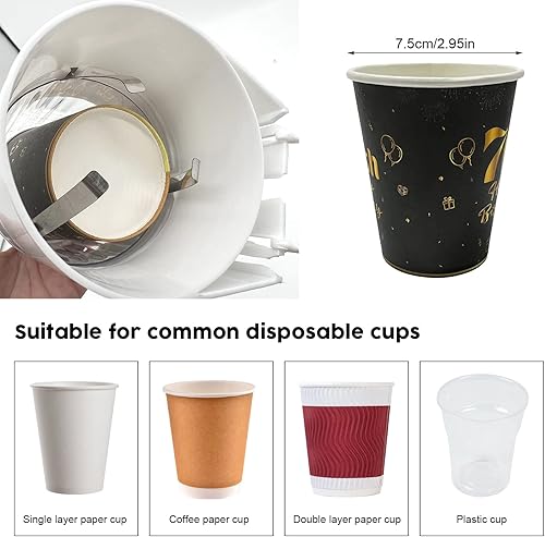 Miniatura 5 de Dispensador de vasos de papel desechable, dispensador de tazas para tazas de cono o fondo plano de 5 onzas a 7 onzas, dispensador de tazas de