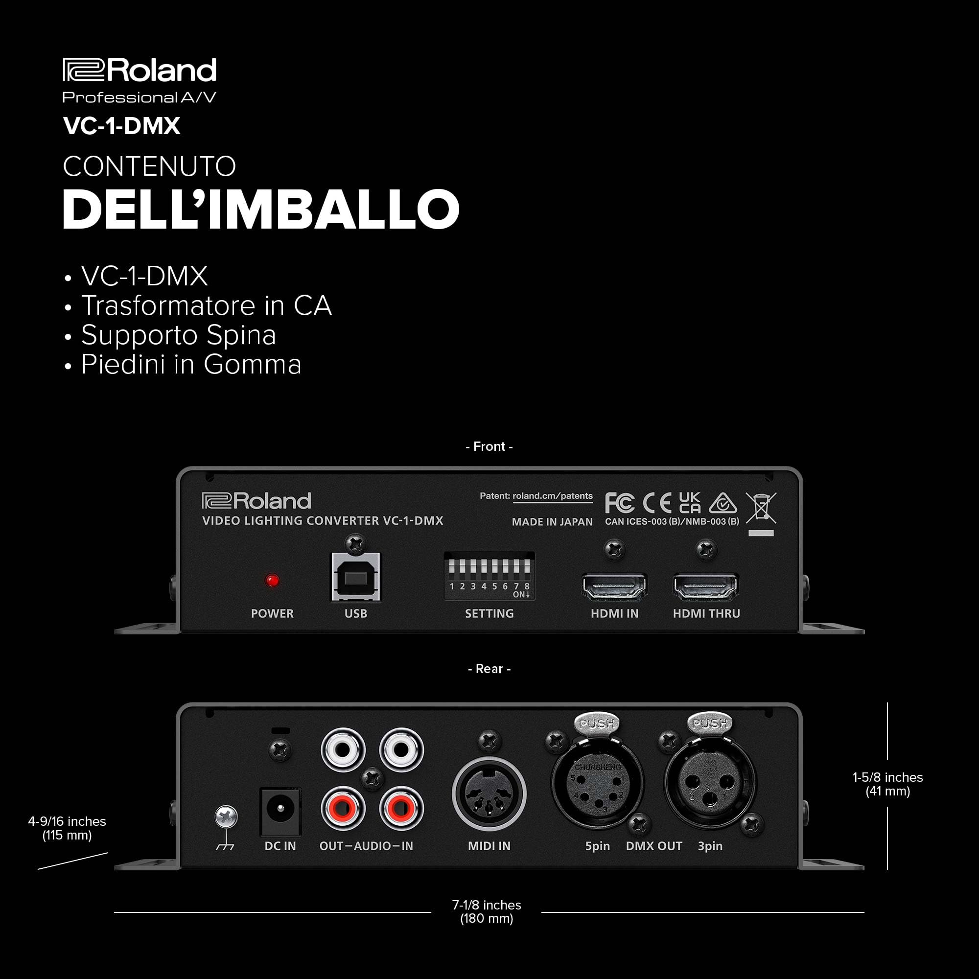 Roland VC-1-DMX Video Lighting Converter | Migliorate gli Eventi con Effetti Luminosi Dinamici | Analisi Video Avanzata | Illuminazione che si Muove con la Musica | Controllo MIDI