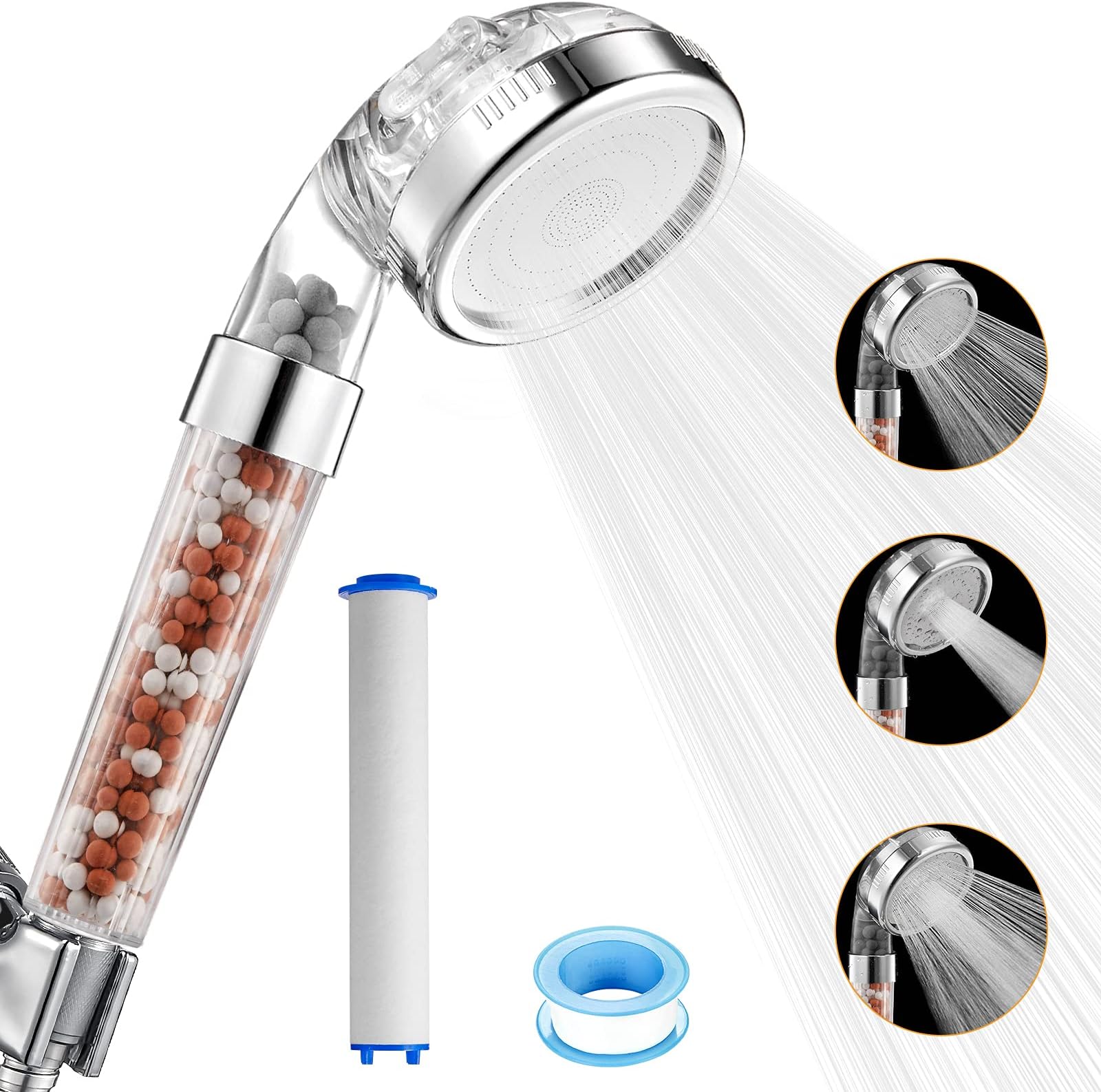 Filtered Shower Head High Pressure Shower Head with Minerals Filter