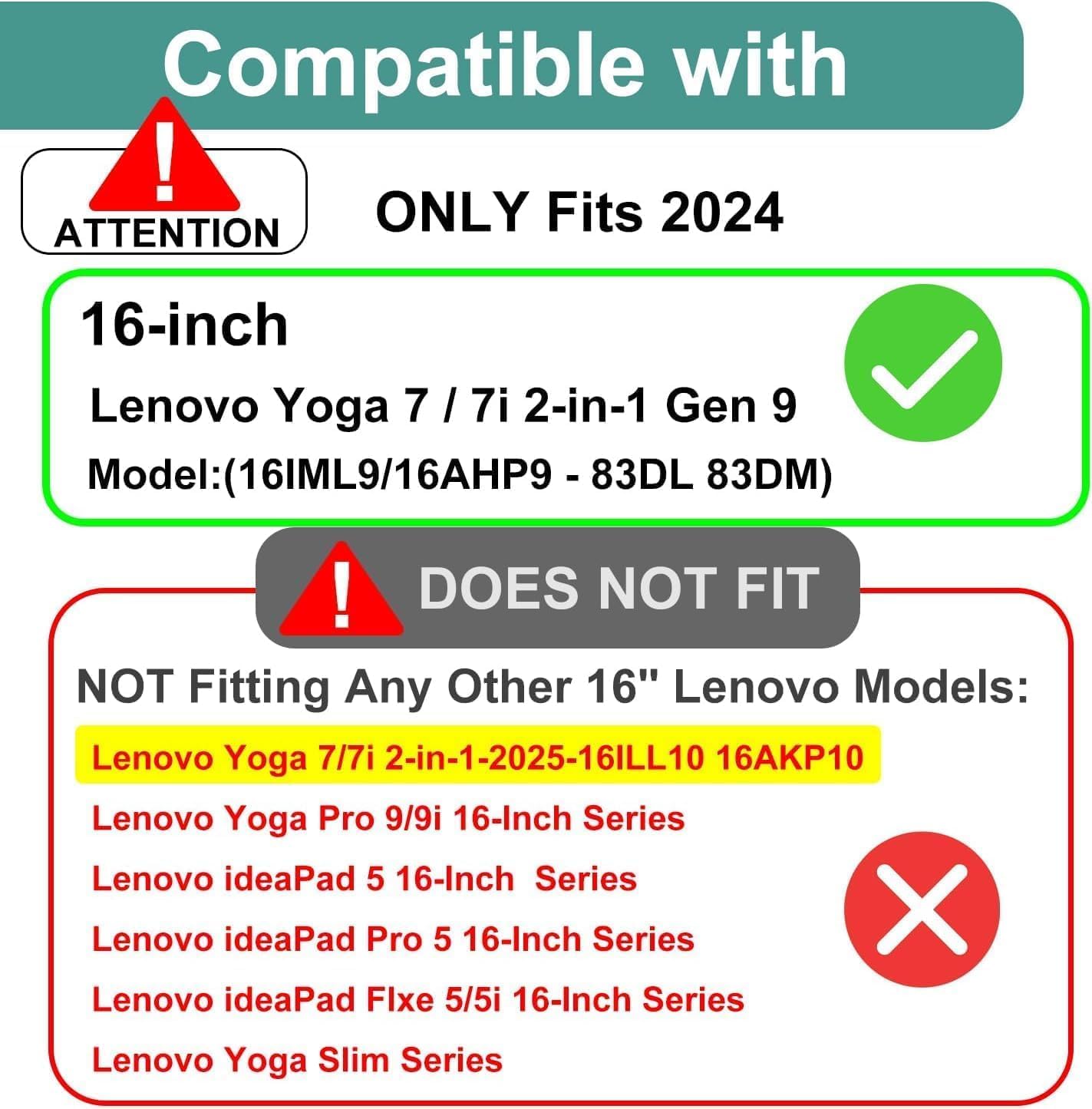 KEANBOLL 2-Pack Tempered Glass Screen Protector for Lenovo Yoga 7 / 7i 16" 2-in-1 Gen 9 2024 Touchscreen Laptop, (16IML9/83DL, 16AHP9/83DM), Ultra Clear, Anti Scratch, Bubble Free, 9H Hardness
