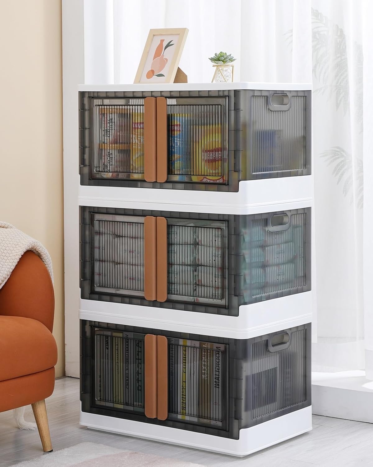 XTACO 3 Pack Stackable Storage Bins with Lids, 8.4 Gal