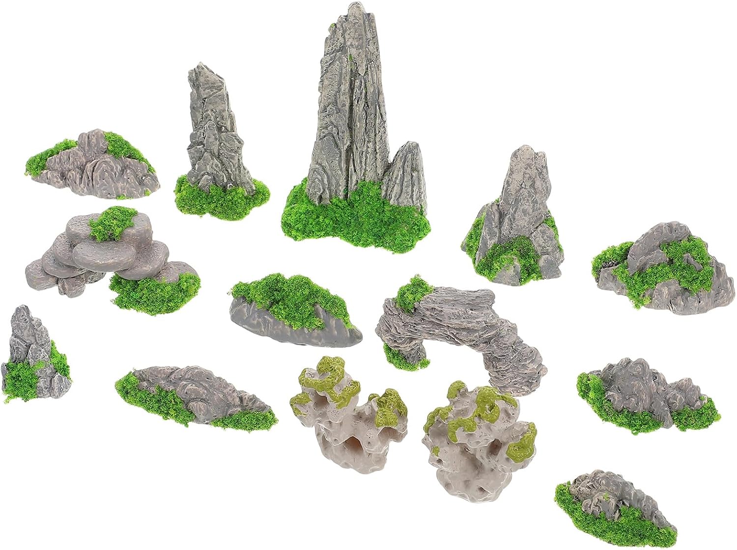 Toddmomy 14pcs Miniature Garden Ornaments Resin DIY Microlandscape Decor