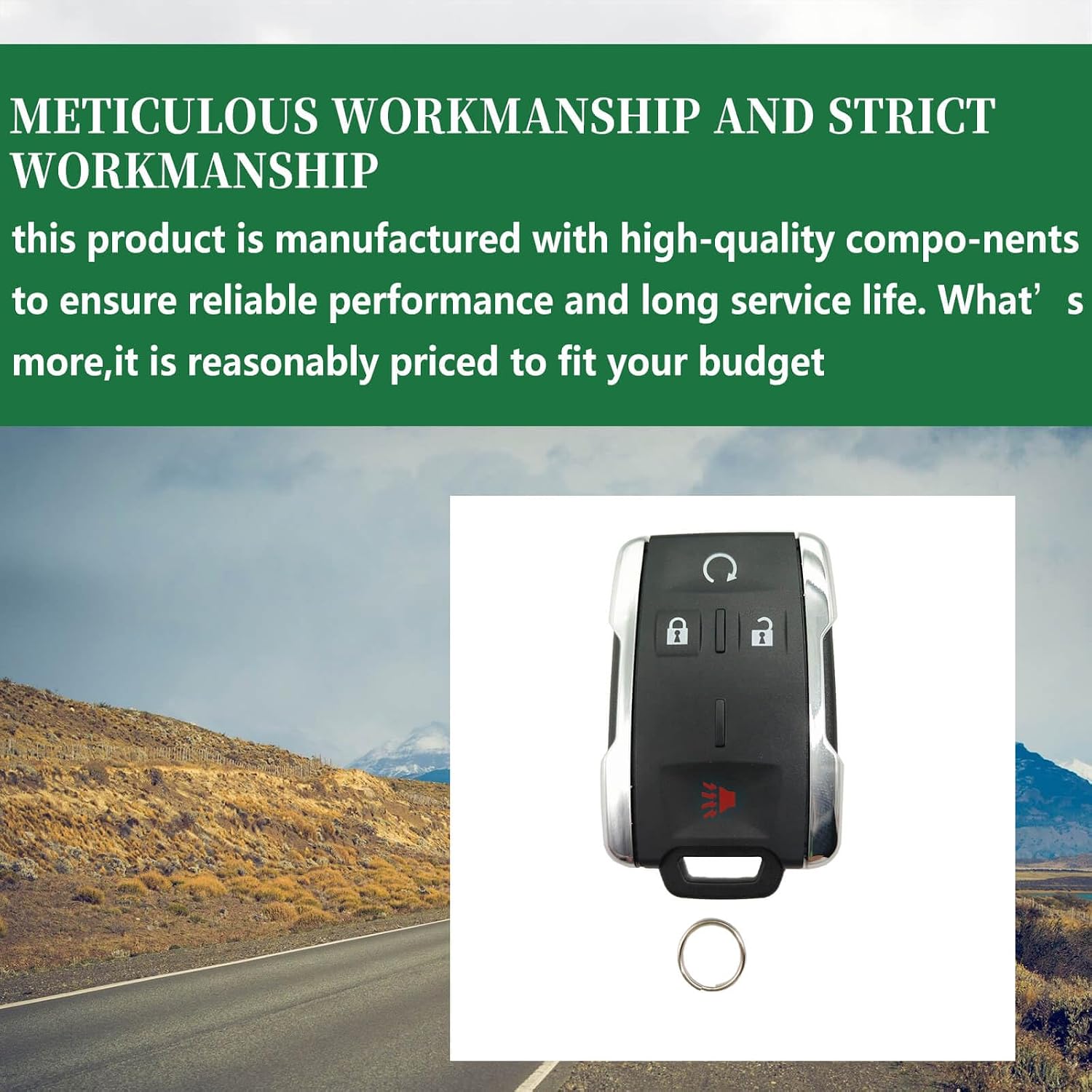 Key Fob Shell Case Replacement M3N-32337100 Compatible with Chevy Silverado 1500 2500 3500 Colorado Suburban Tahoe GMC Sierra Yukon Canyon 2014-2021 4-Button Keyless Entry Remote Car Key Cover