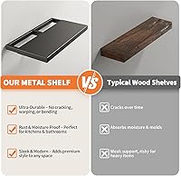 Vista 4 de Floating Shelves for Wall - All-Metal Construction Heavy Duty Bathroom Shelves, Floating Shelves Rustproof & Waterproof, Wall Mount Shelves for