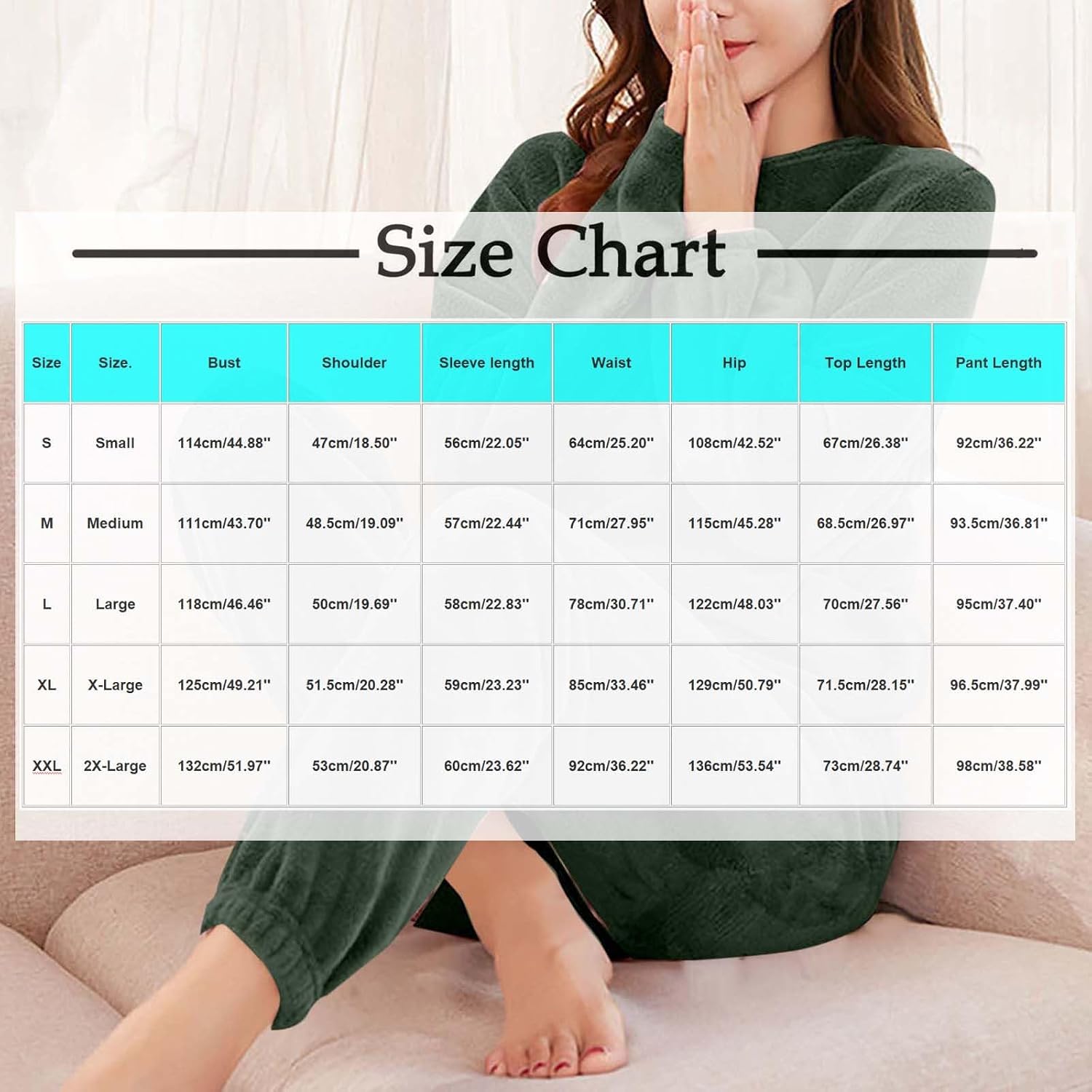ABABC Fleece Pajamas Women Set 2 Piece Outfits Long Sleeve Lounging Warm Sleepwear Soft Pants Comfy Fuzzy Loungewear