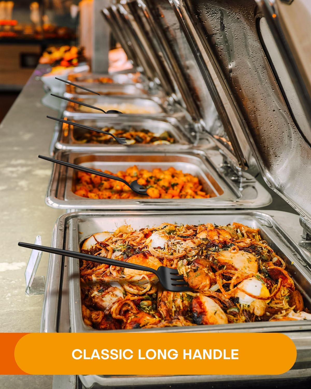 EUIRIO 20-Piece Matte Black Silverware Set with Additional 5PCS Large Serving Utensils, Stainless Steel Forks and Spoons Flatware Set, Cutlery Utensils Set, Satin Finish & Dishwasher Safe