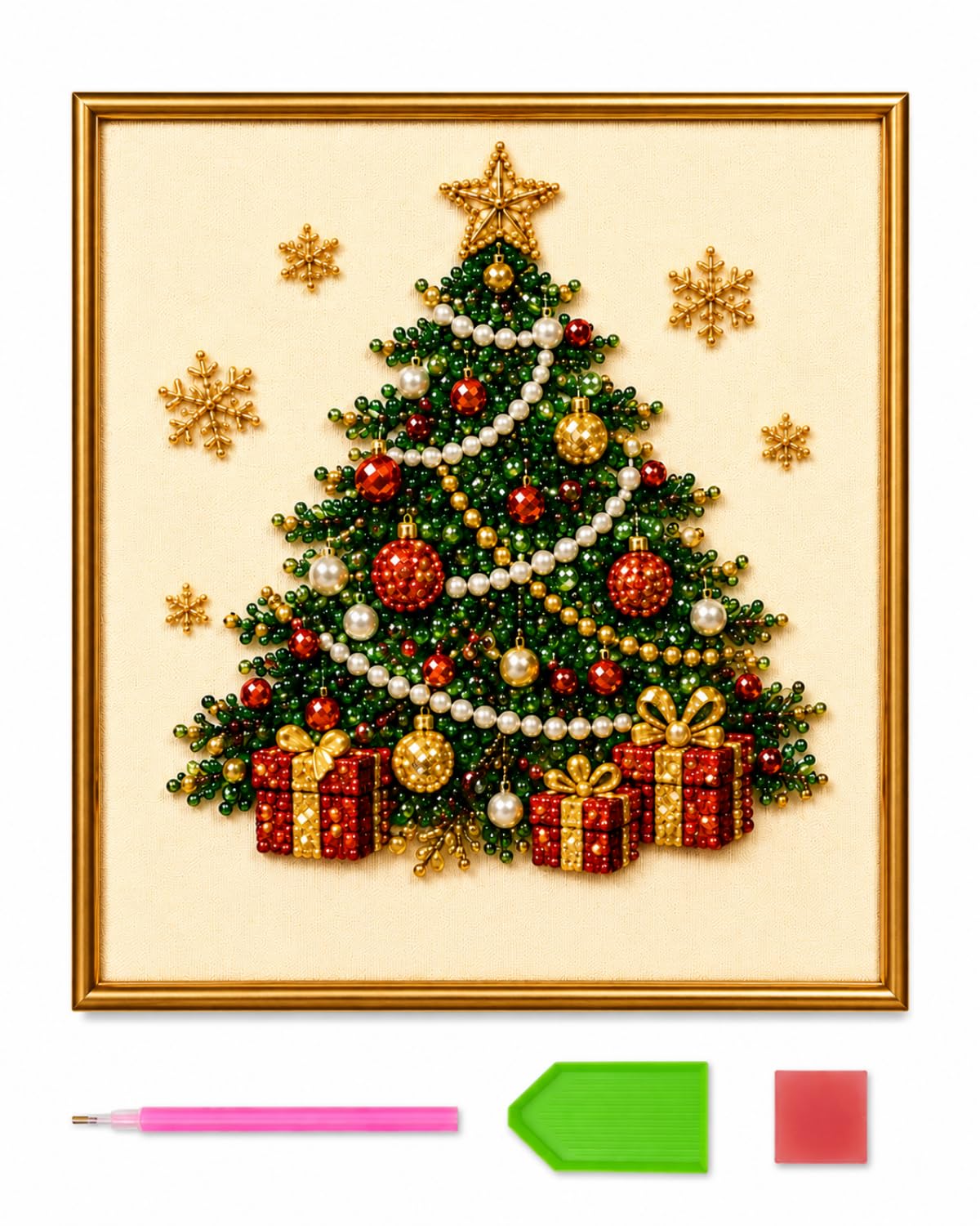 DIY Christmas Pearl Diamond Art Kits for Adults with Frame, Christmas Tree