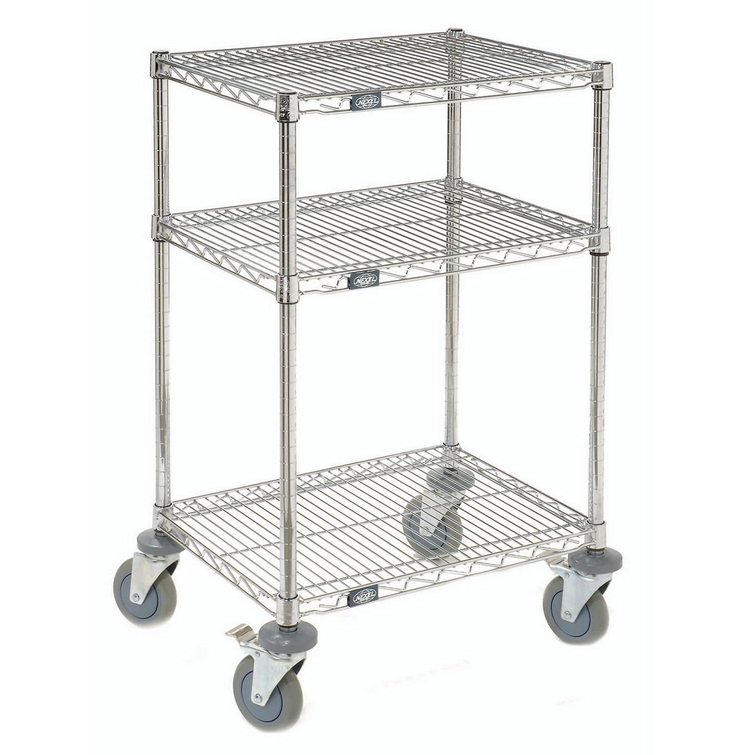 Chrome Wire Shelf Mobile Printer Stand by Nexel – 18"L x 24"W x 39"H, Steel, Chrome, Model 250117A