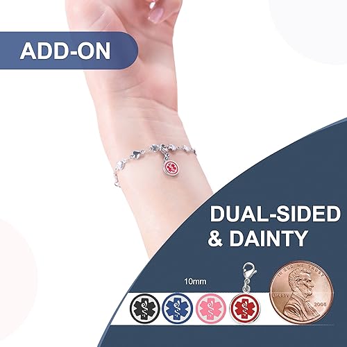 Miniatura 4 de Divoti Mix N Match 316L - Encantos de identificación médica inoxidable con grabado personalizado trasero - tamañocolor