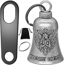 Protector Ciclista de la Suerte Campana de Motocicleta Gremlin con 2 Accesorios de Llave Anillo, Colgante de Campana de Motocicleta