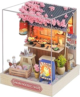 CUTEROOM DIY Doll House Miniature Furniture Wooden House Kit with Dust Cover & LED Light and Accessories - New Three Styles QT Series Dollhouse (QT041)