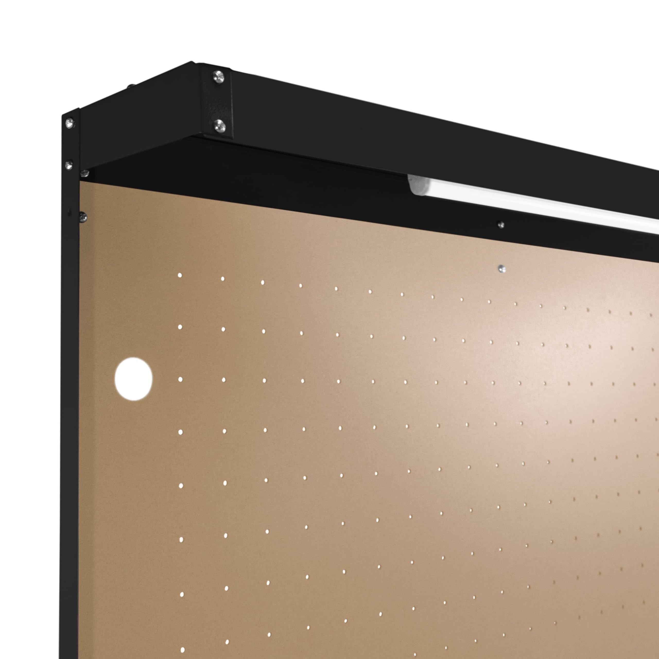 Banco da lavoro con cassetti multiuso da 120 cm con luce LED ripiani e opzioni di stoccaggio intelligenti per garage, officine e magazzini - Capacità di carico 200 kg – Nero