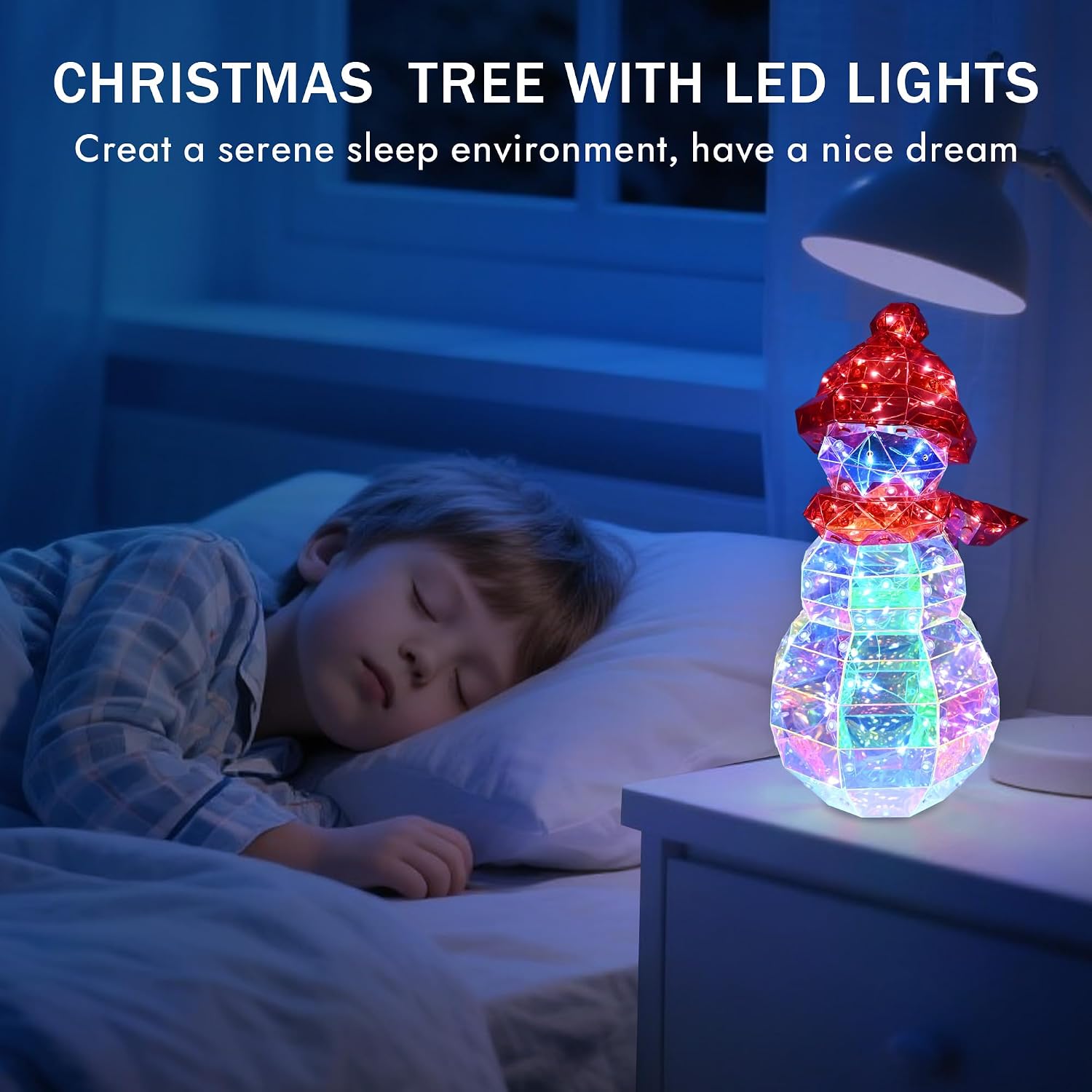 ASAMASA Snowman Decoration is Made of Unique PET and Rainbow Film Materials, Featuring Magical 3D Prisms and Rich and Colorful Refractive Effects. Ideal Decoration for Holidays Such as Christmas Etc