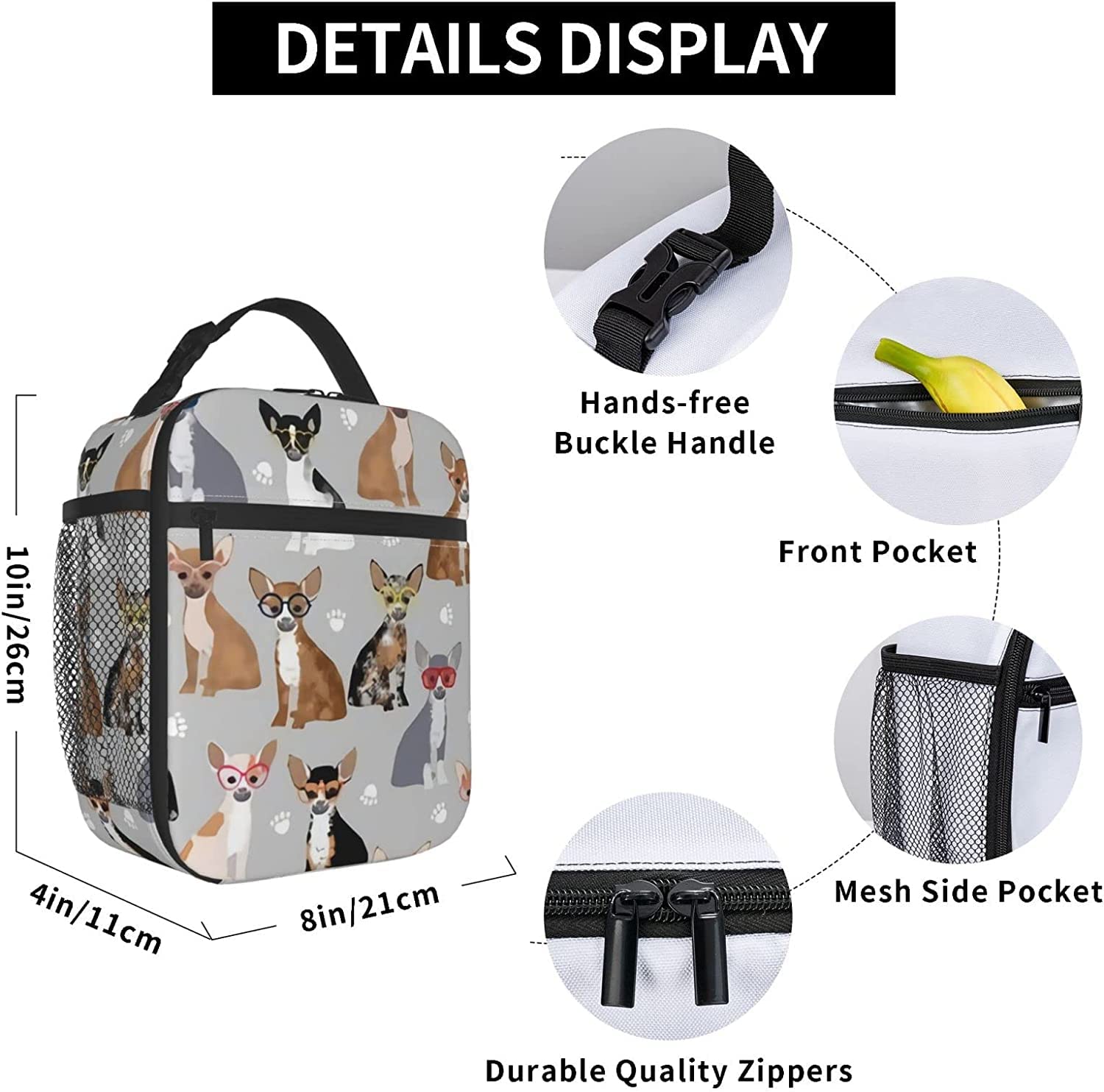 Borsa da pranzo riutilizzabile isolata borsa termica con chiusura frontale con c