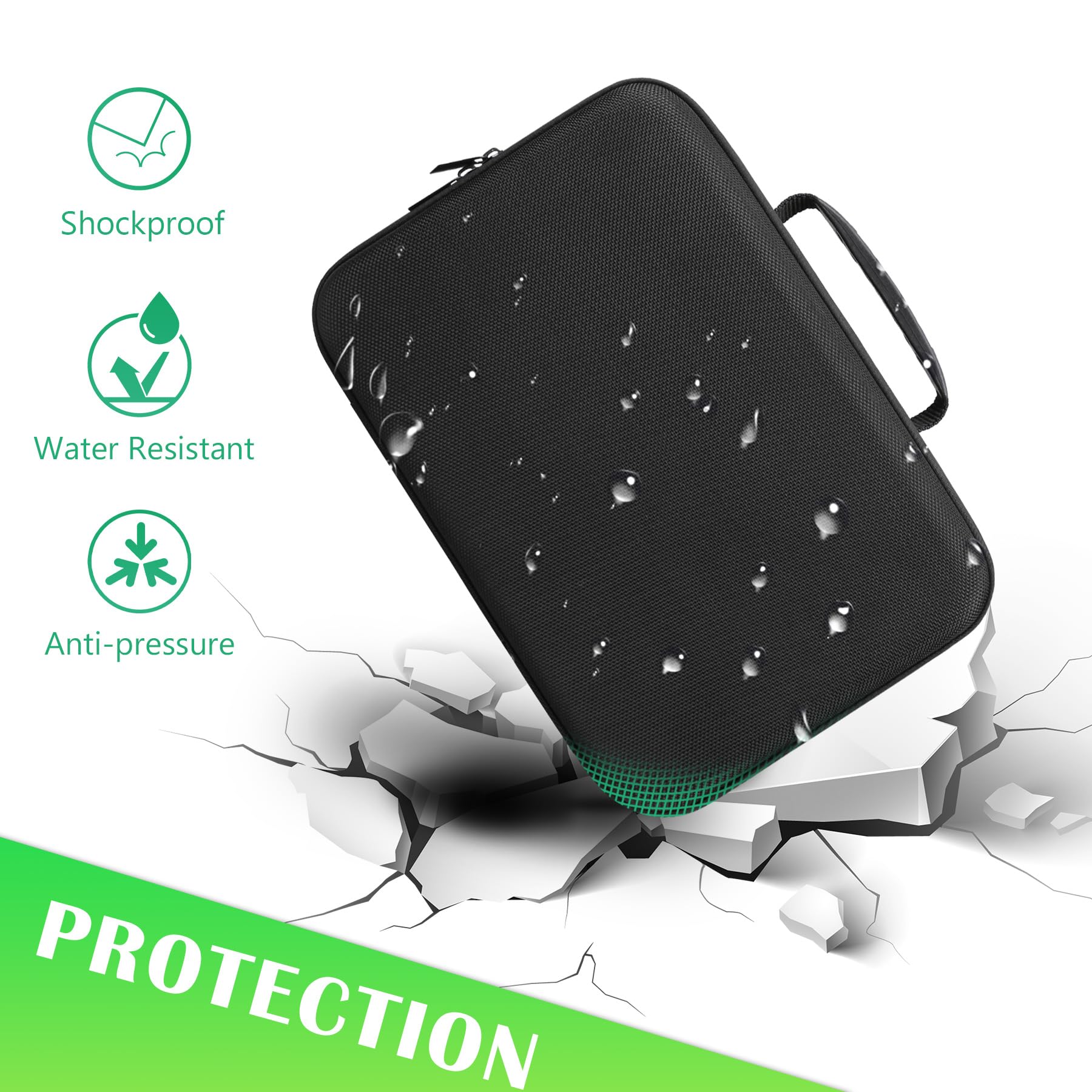 BOVKE Trasporto Custodia per Canon EOS R50/R100/4000D/2000D/250D/R10/R7/Rebel T7, Custodia per Sony Alpha 7 III/A7R IV, NiKon D3500/D7500, Spazio per Obiettivo, Trapalla con 5 Divisori, Nero